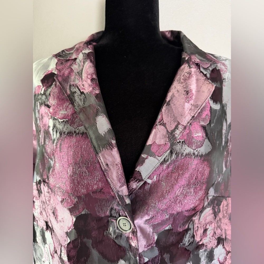 Floral Pink and Gray Women's Coat - Picture 3 of 10